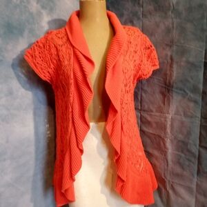 Vintage New Directions Coral Short-Sleeve Cardigan